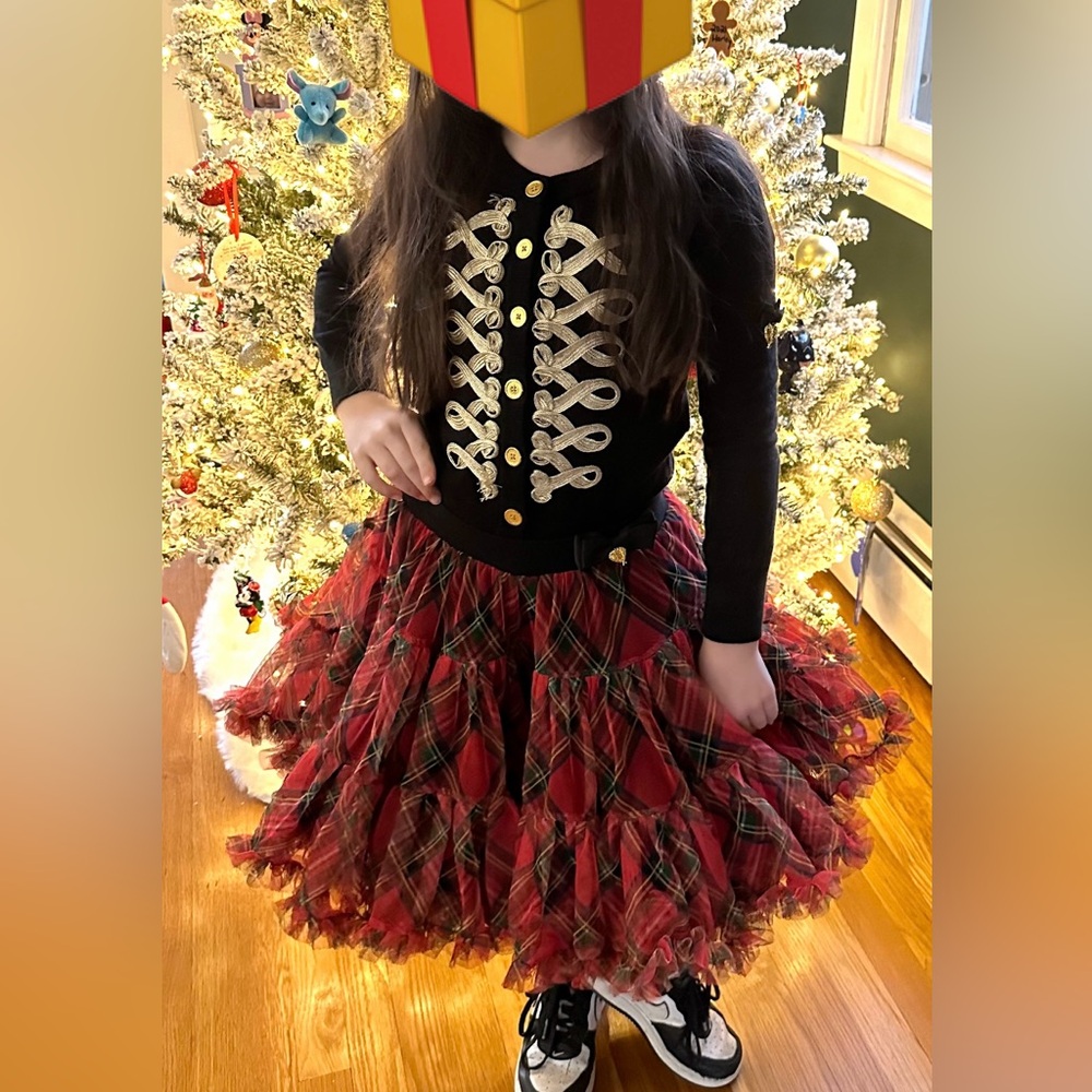 Angel’s Face Military Cardigan with Tartan Tutu Skirt